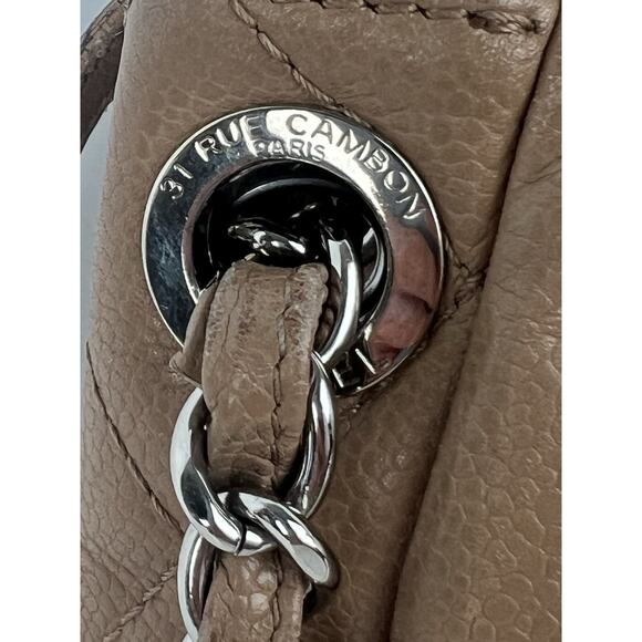 CHANEL Caviar Timeless CC Accordion Flap Beige Shoulder Bag - Picture 12 of 16